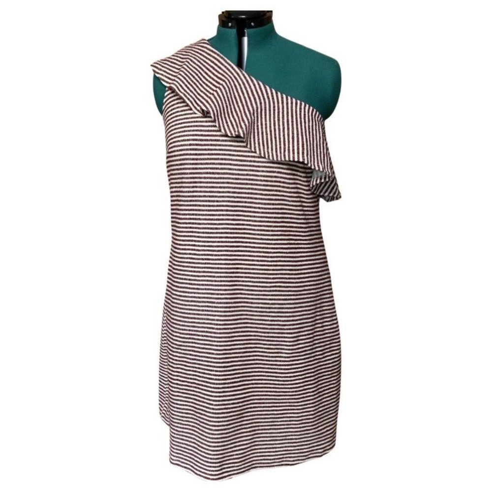 LOFT Stripped One Shoulder Ruffle Dress (16) - Picture 2 of 6